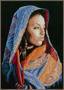 Lanarte Counted Cross Stitch Kit African Lady 12.8" x 19.2" - Picture 1 of 2