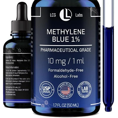 LCG LABS Methylene Blue Pharmaceutical Grade Formaldehyde & Alcohol-Free - Made in USA