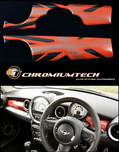 MINI Cooper/S/ONE R55 R56 R57 R58 R59 RED Union Jack Dashboard Panel Cover LHD - Picture 1 of 7