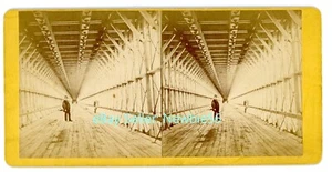 Cataratas del Niágara NY - CARRIAGE WAY - PUENTE COLGANTE INTERIOR - c1860s Stereoview - Imagen 1 de 2