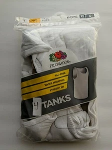 Fruit of the Loom Boys XS 4 Tag Free Stretch White Tank Top Undershirts 4 Pack - Picture 1 of 2