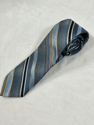 Винтажный Sears моды коллекции мужской галстук полиэстер синяя полоса 57 «L 3» W - Изображение 1 из 4