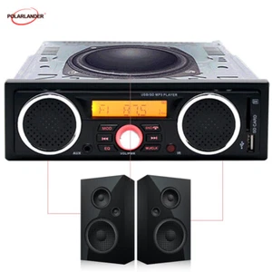 12V 1 Din Car Radio MP3 Audio Player USB/SD/AUX/FM Built-in 2 Speakers Bluetooth - Picture 1 of 13