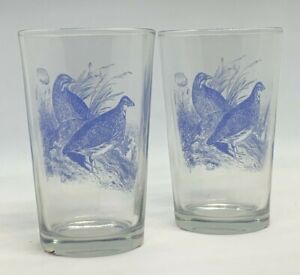 Pair of Votive Tea Lights Candle or Juice Glasses Blue Pheasant Creative Co-Op Charity item