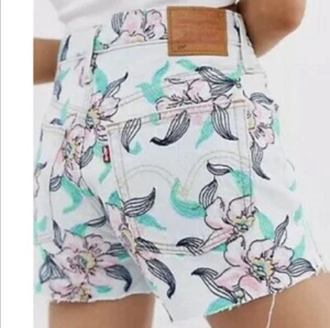 Levi’s 501 Women’s Shorts Hella Bloom Floral Embroidered High Rise Size 27 - Picture 1 of 15
