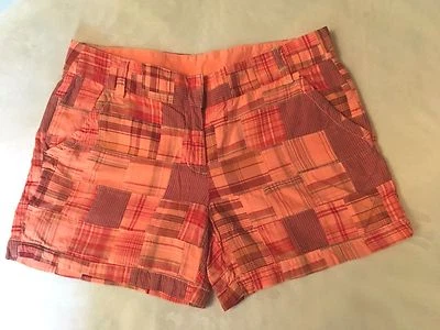 Pantalones Cortos J Crew Naranja a Cuadros Madrás, Talla 6, Nuevos con Etiquetas Foto 1 de 2
