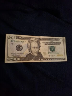 2013 $20.00 Star Note With Fancy Numbers. Low Run.   MF 00115336* - Image 1 of 4