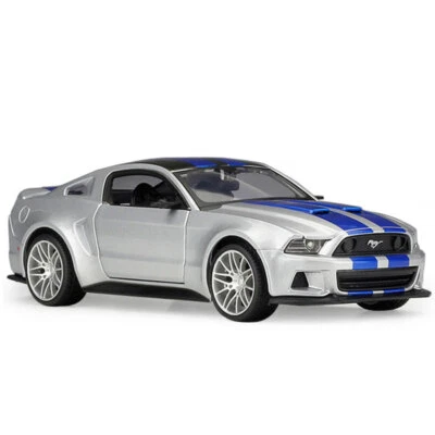 1/24 Ford Mustang Model Car Diecast Street Racer Toy Cars Metal Vehicles Silver - Image 1 of 4