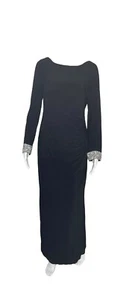 Abito lungo donna Marina taglia 8 nero abito strass impreziosito cinturino posteriore LEGGI - Foto 1 di 23