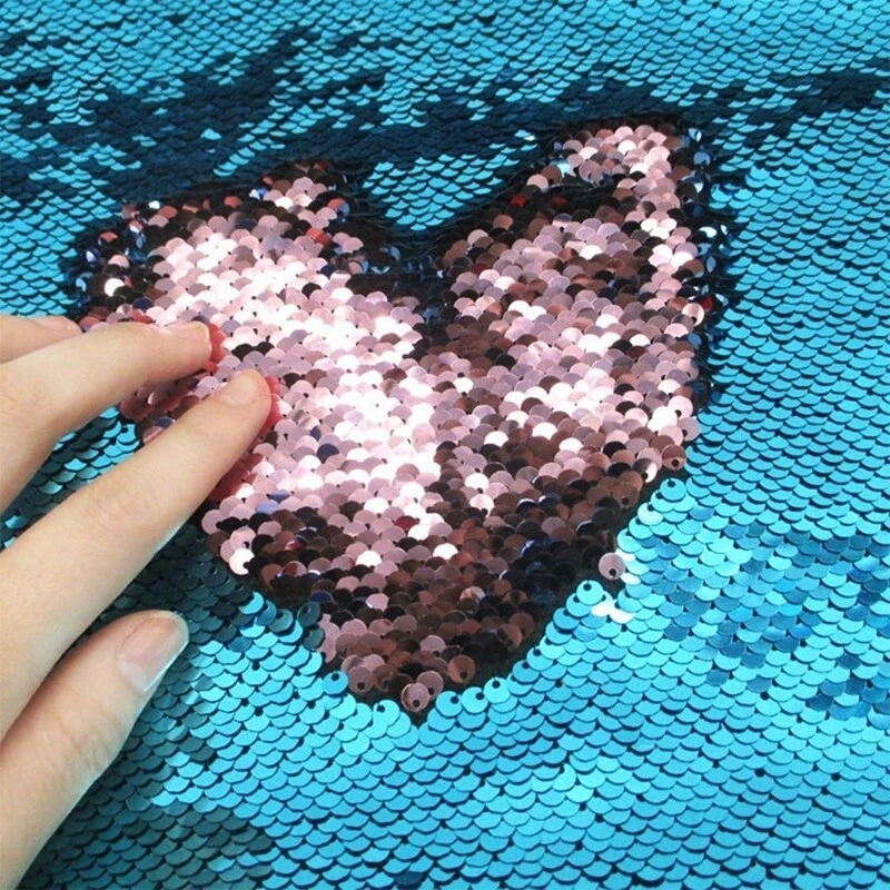 Wendbar Stoff Pailletten Flip Glänzend Zwei Ton Mermaid DIY Material Tuch Nähen - Bild 1 von 4