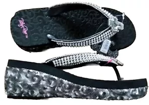Blazin Roxx Flip Flops Women's 9 Black sequins New - Picture 1 of 5