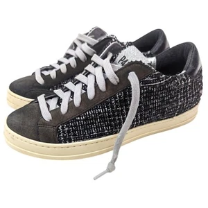 P448 Tenis John Shaka Tweed Zapatos de caña baja para mujer 36 6 Gris Negro - Imagen 1 de 13