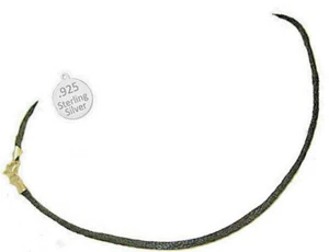 Silver Black Silk cord necklace charm pendant chocker 16" quality jewelry New - Picture 1 of 4