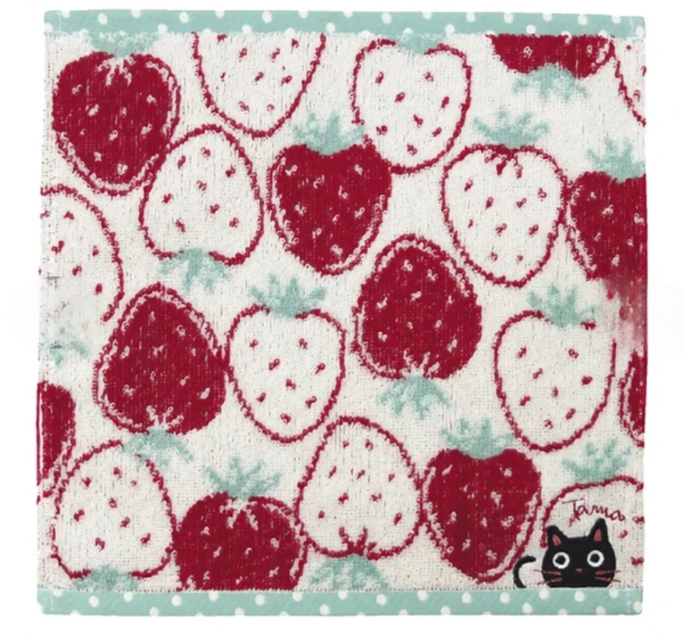 "Toalla de mano gato negro fresa blanca, 9,75"" linda para rostro, gimnasio, bolso, gatito" Foto 1 de 1