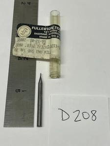 1 DIA 1/32" FULLERTON NUOVA FINE IN CARBURO 4FL SQ 1-1/2" OAL 1/16" LOC (D208) - Foto 1 di 4