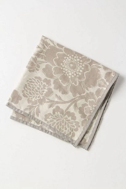 Anthropologie Napkin SMOKED DAHLIA Set4 Jacquard Cotton Floral Magnolia Grey NWT - Image 1 of 1