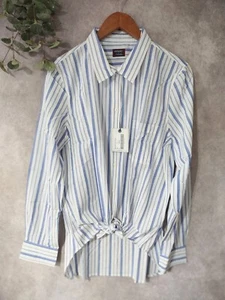 Untuckit Shirt Womens 14 Pinot Perse Striped Blue White Long Sleeve Button Up - Picture 1 of 10
