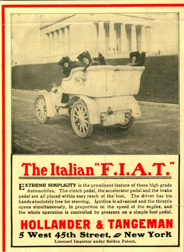 1904 Italian F. I. A. T.  VTG Print Ad Fiat Approx 3.75" x 5.25" Yellow - Image 1 of 1