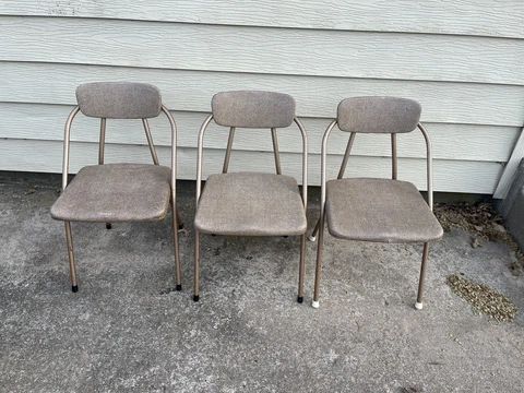 3 Vintage Cosco Metal Folding Chairs Mid-Century Modern Cool FREE SHIP Cover
