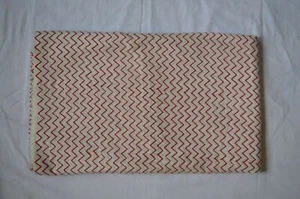 Indian Hand-Block Print_1403 Striped Fabric White & Red 1 Yard 100%Cotton Fab - Picture 1 of 12
