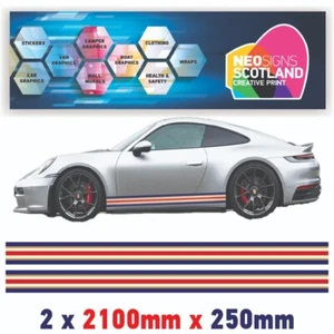 2 x 2100mm x 250mm Rothmans Racing stripe laminated for Porsche lemans R0250 - Picture 1 of 2