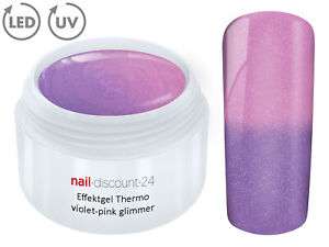 THERMO Color UV LED Gel VIOLET-PINK GLIMMER Farb Wechsel Effekt Nail Art Design