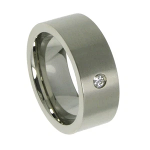 Ring Edelstahl matt glänzend mit kubischen Zirkonia Damenring Weite 50 52 54 60 - Picture 1 of 2