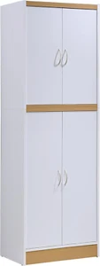 4 Door Kitchen Pantry with Four Shelves, White - Picture 1 of 8