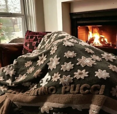 Hochwertige Jacquard Schurwolldecke Kuscheldecke von Valentino Pucci 🇮🇹 - Bild 1 von 4