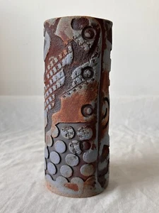 Rare Joan Carrillo Embossed Brutalist Stoneware Studio Pottery Vase Romeo - Picture 1 of 14
