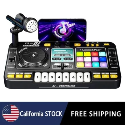 Kids DJ Mixer Table,Music Toys with Piano Keys,DJ Turntable,Reaction Music Games - Image 1 of 4