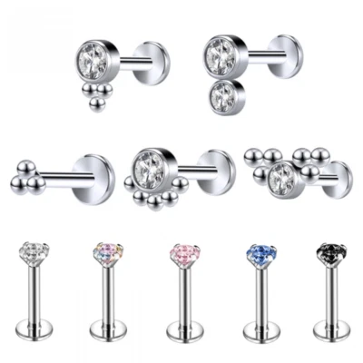 8-13 piezas piercings labiales de acero inoxidable 16G circonita cúbica hélice piercing aro nariz anillo Foto 1 de 4