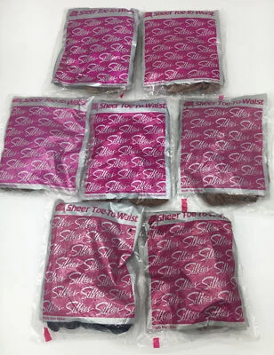 Lot of 7 - Silkies Sheer Toe To Waist Pantyhose Size: Med 4 Beige 2 Nude 1 Navy - Image 1 of 4