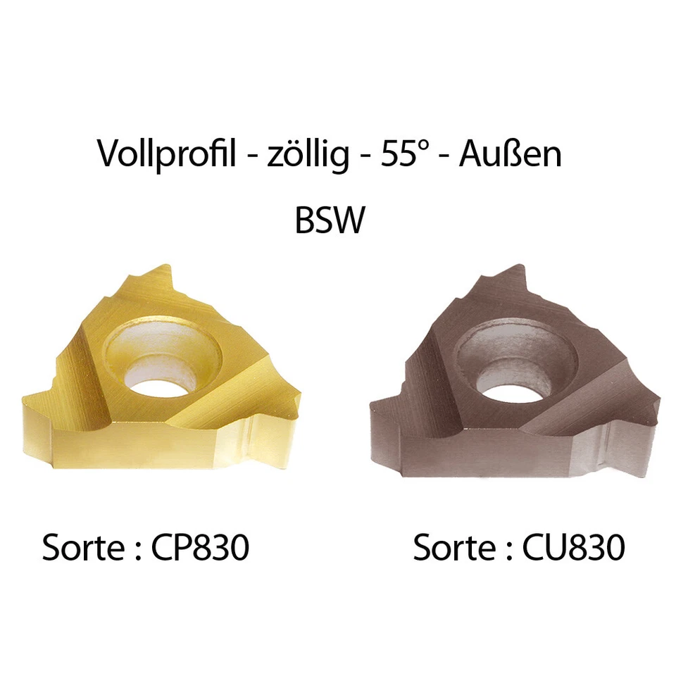 KOBRATOOLS 1 Stück 16ER-V-BSW / Zoll Außen Rechts Vollprofil 55° zöllig, Gewindeplatten