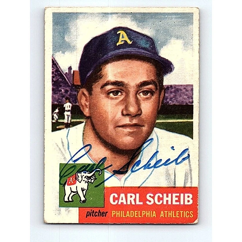 Carl Scheib Signed 1953 Topps #57 Card Philadelphia Athletics Autographed - Image 1 of 2