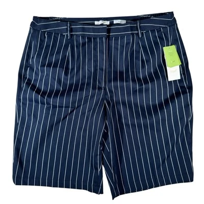 Bermudas para mujer LIZ GOLF azul blanco a rayas se sienta en la cintura Audra talla 14W Foto 1 de 4