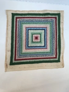 Vintage Needlepoint Artwork Multi Color Square Design For Framing Or Pillows - Picture 1 of 6