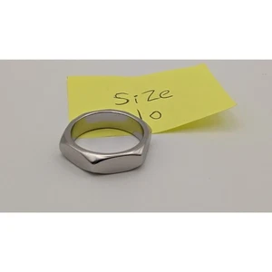 Men’s Stainless Steel Hexagon Band Ring Size 10 – Modern Geometric Statement  - Picture 1 of 2