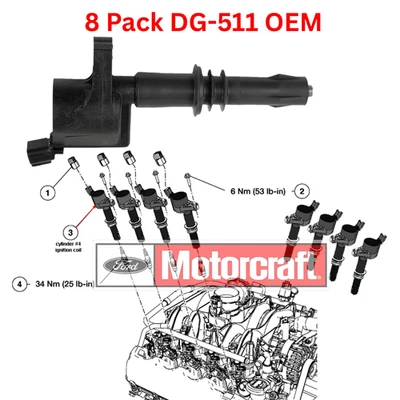 8PAC OEM DG-511 Ignition Coil For Mustang F150 Expedition 4.6L 5.4L 2004-2009 - Image 1 of 3