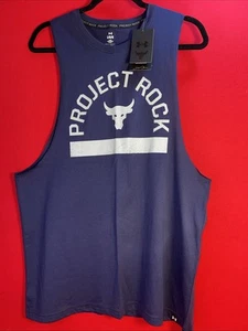 Under Armour Project Rock Payoff Sleeveless Tank Blue Size XXL Gym 1383195 NWT - Picture 1 of 6