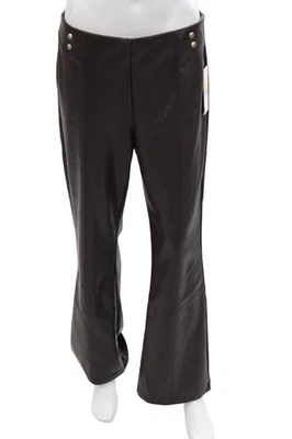 Nanette Lepore 女式素食皮革高腰靴型腿裤棕色 M 码 — 第 1/4 张图片