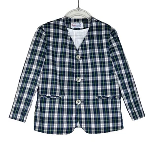 Imp Originals Blazer Suit Jacket Boys Sz 5 Blue Plaid Lined Cotton Blend Classic - Picture 1 of 10