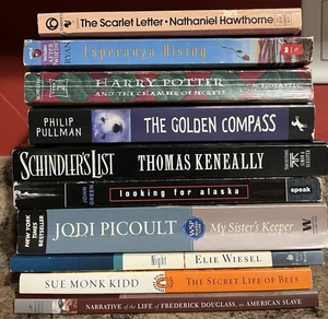 Banned Book Lot 10 Challenged Green Potter Picoult Hawthorne Kidd Pullman - Bild 1 von 11