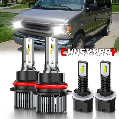 For Ford E-150 Econoline Van 2-Door 5.4L 94-2002 LED Headlights + Fog Bulbs Kit - Image 1 of 4