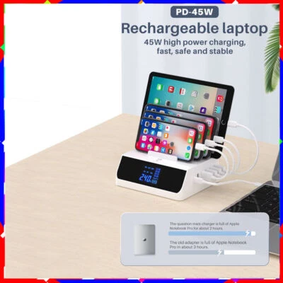 Smart USB charging hub Portable travel can be charged as a stand digital display - Image 1 of 4