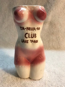 Vintage TA- Neva-HO CLUB Lake Tahoe Naked Torso Ceramic Glass - Picture 1 of 6