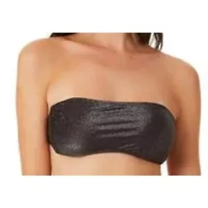 California Waves Juniors Metallic Bandeau Bikini Top Color Black Size M NwT - Picture 1 of 3
