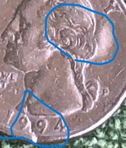 1994 D quarter error-Bubble by back of hair - Picture 1 of 8