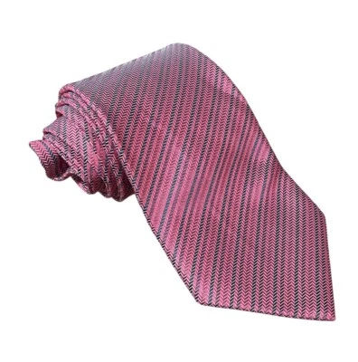 Gravata Giorgio Armani moderna feita à mão com gola de seda feita na Itália listras vermelhas masculinas ESTADO PERFEITO - Imagem 1 de 4