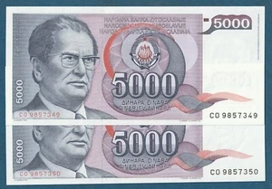 Yugoslavia banknotes, 5000 Dinara 1985. UNC, Marshal Tito, Consecutive Numbers ! - Picture 1 of 2